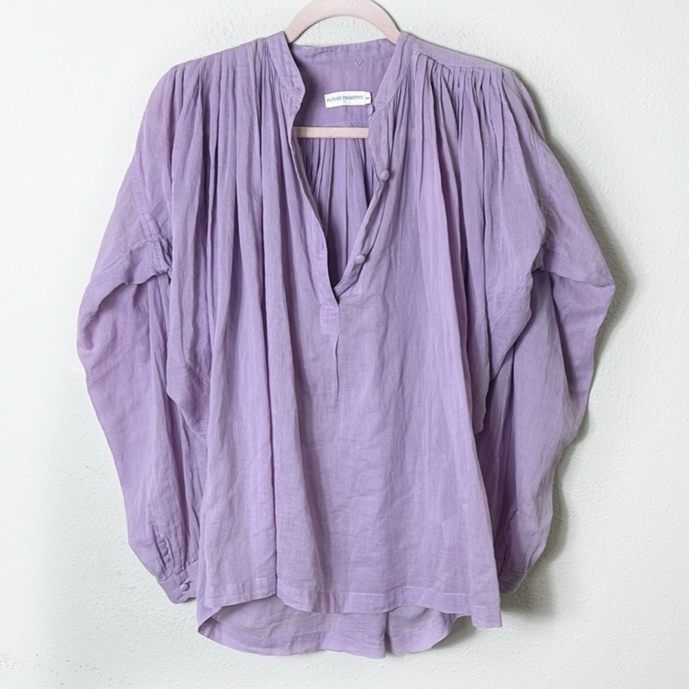 Future Primitive Lilac Half Button Down Long Slee… - image 1